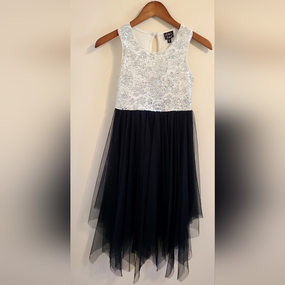 Pink & Violet White and Black Formal Dress